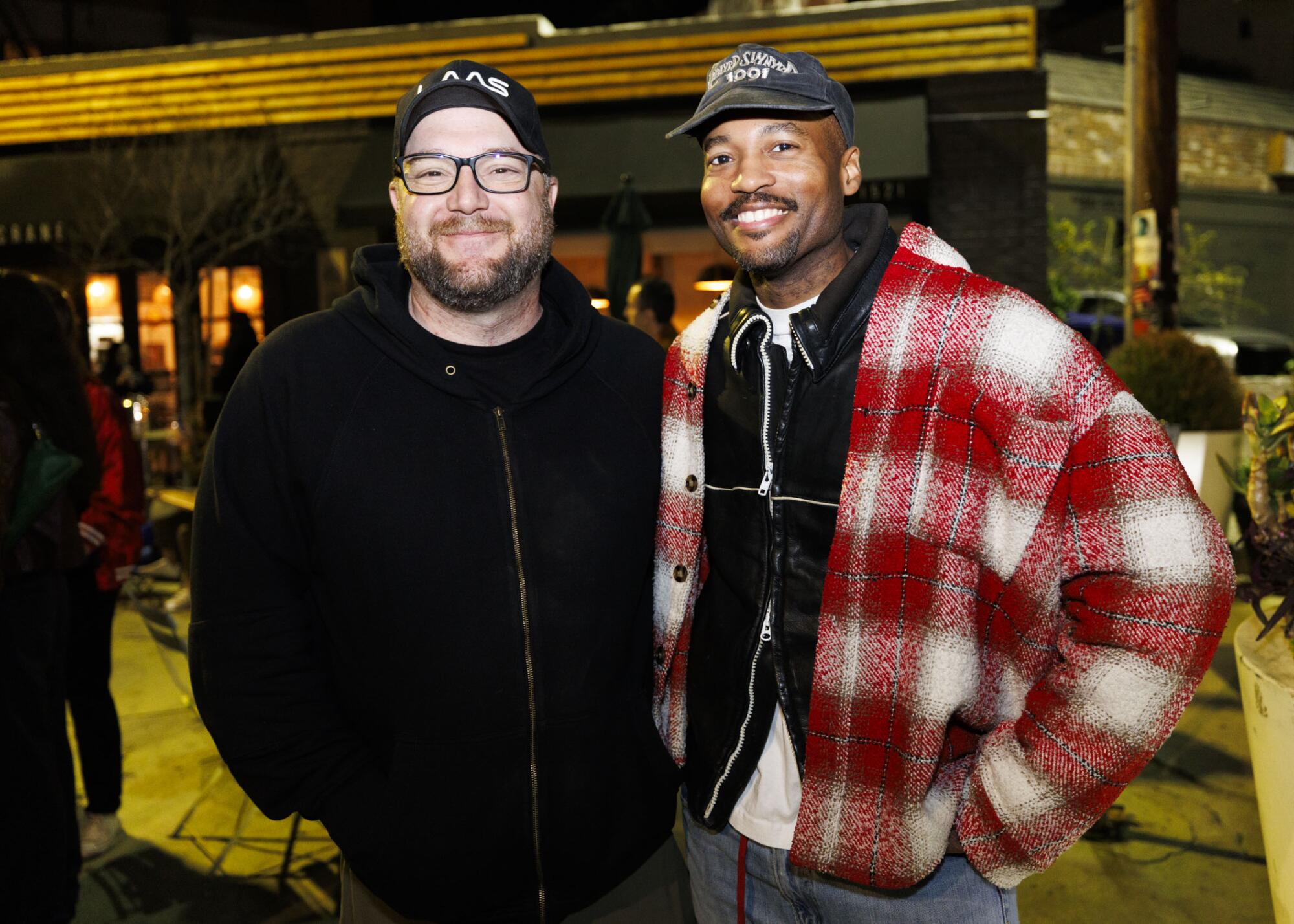 Keith Armstrong, left, president of LAAS, stands with Bobby Cabbagestalk, who created the party.