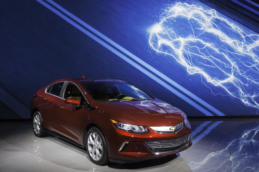 The Chevy Volt was named green car of the year at the Los Angeles Auto Show.