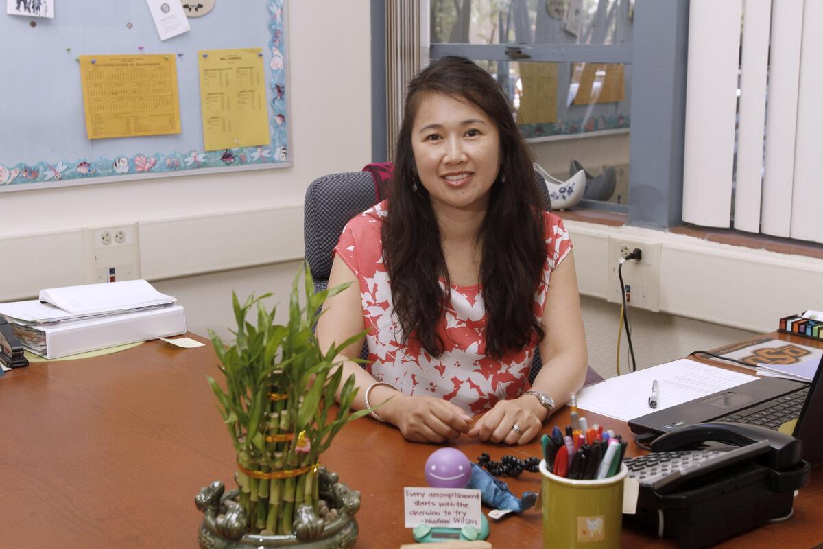 Wilson Middle School assistant principal Josephine Bixler in her office at the Glendale school on Wednesday, May 14, 2014. Dr. Bixler has been chosen to be the principal at La Crescenta Elementary School in the fall.