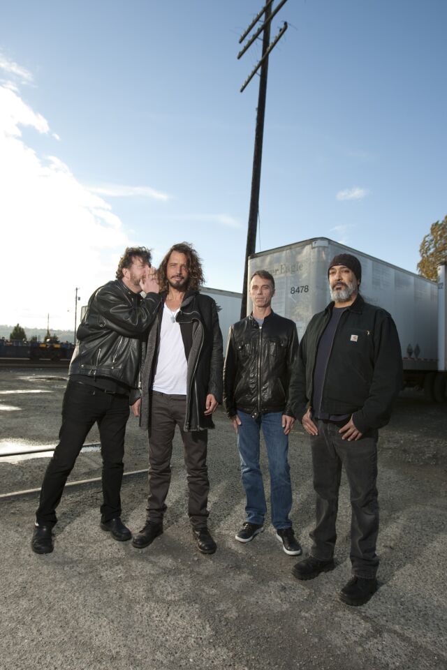 Soundgarden members, from left, Ben Shepherd, Chris Cornell, Matt Cameron and Kim Thayil in Seattle on Oct. 29, 2012.