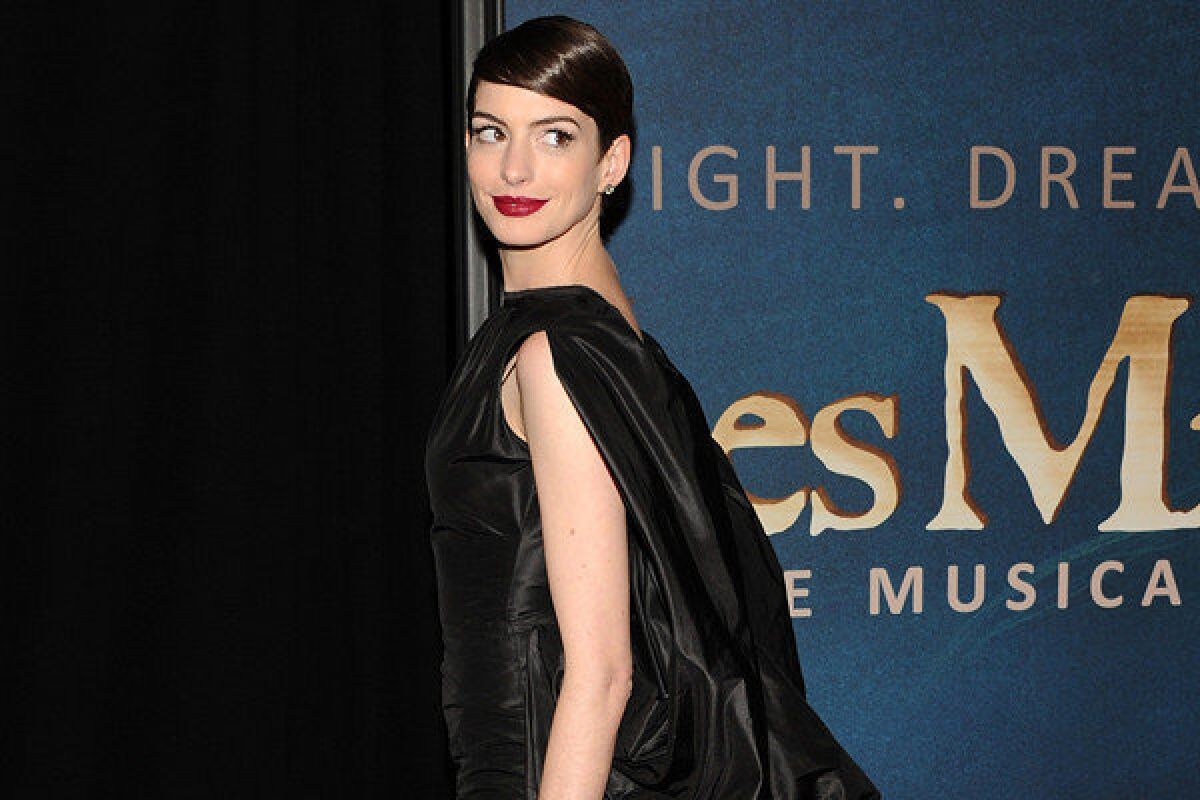 Anne Hathaway attends the premiere for "Les Miserables" in New York.