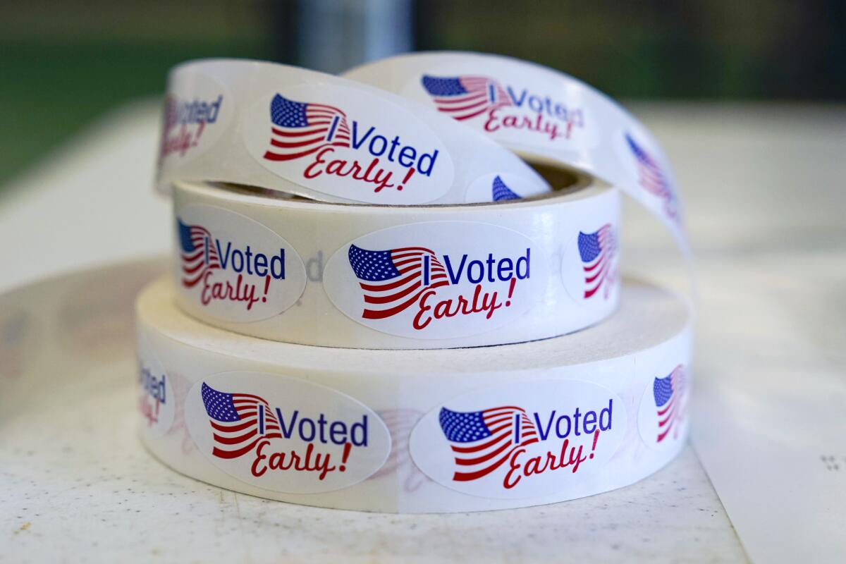 Rolls of "I Voted Early" stickers