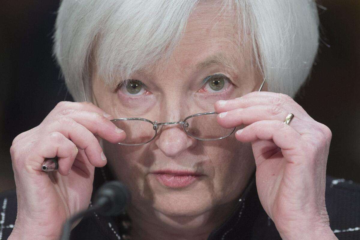 Federal Reserve Board Chairwoman Janet L. Yellen appears before the Senate Banking, Housing and Urban Affairs Committee hearing on Capitol Hill.