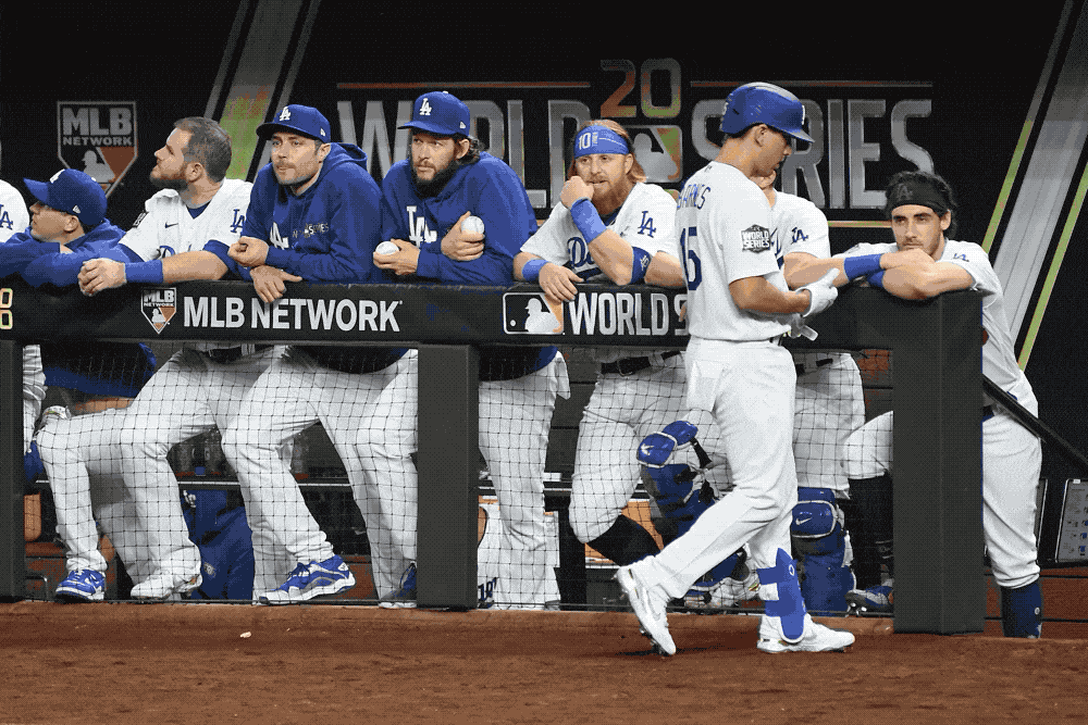 Dodgers players during Game 2 of the World Series.