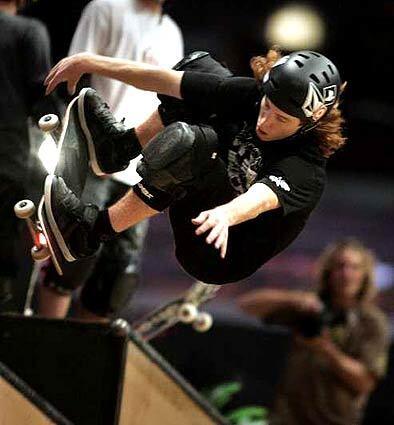 Olympic gold medalist Shaun White soars during practice for the Skateboard Vert competition.