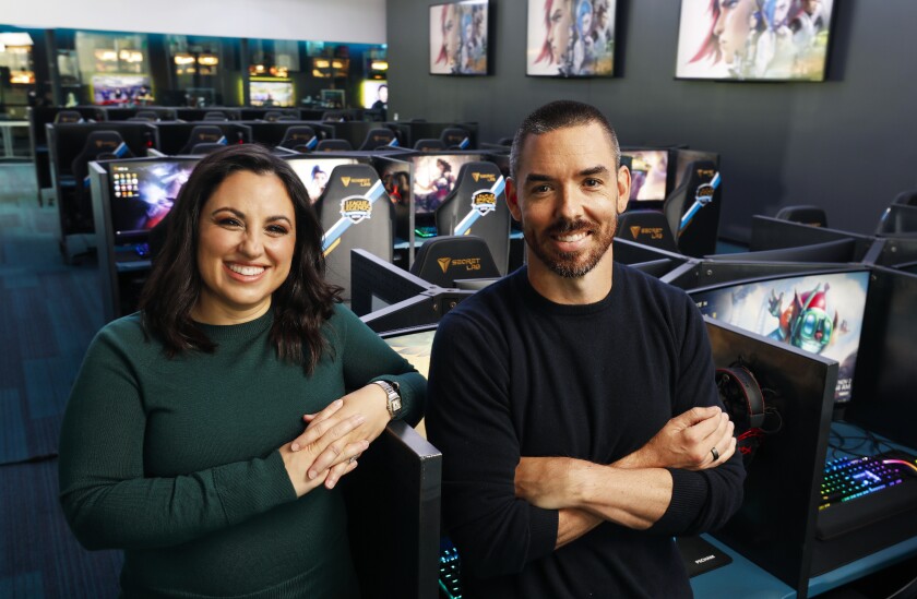 Shauna Spenley with Marc Merrill of Riot Games.
