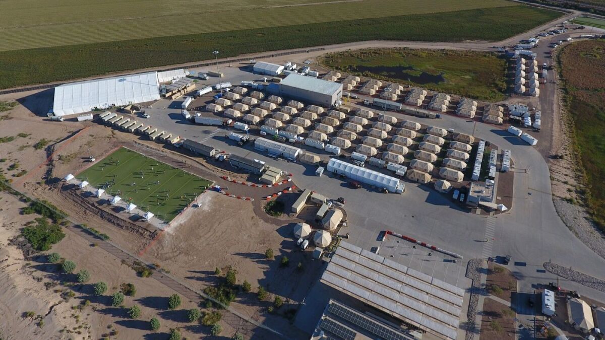 A U.S. migrant detention center in Tornillo, Texas. 