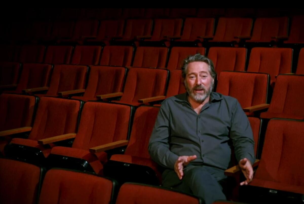 David Ellenstein, artistic director of North Coast Repertory Theatre in Solana Beach, speaks via zoom to patrons last May.