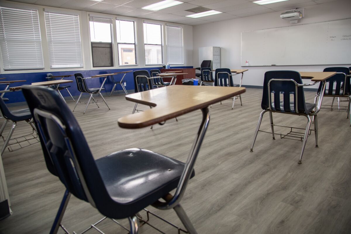 A renovated classroom at Cristo Rey High School in Southcrest. 