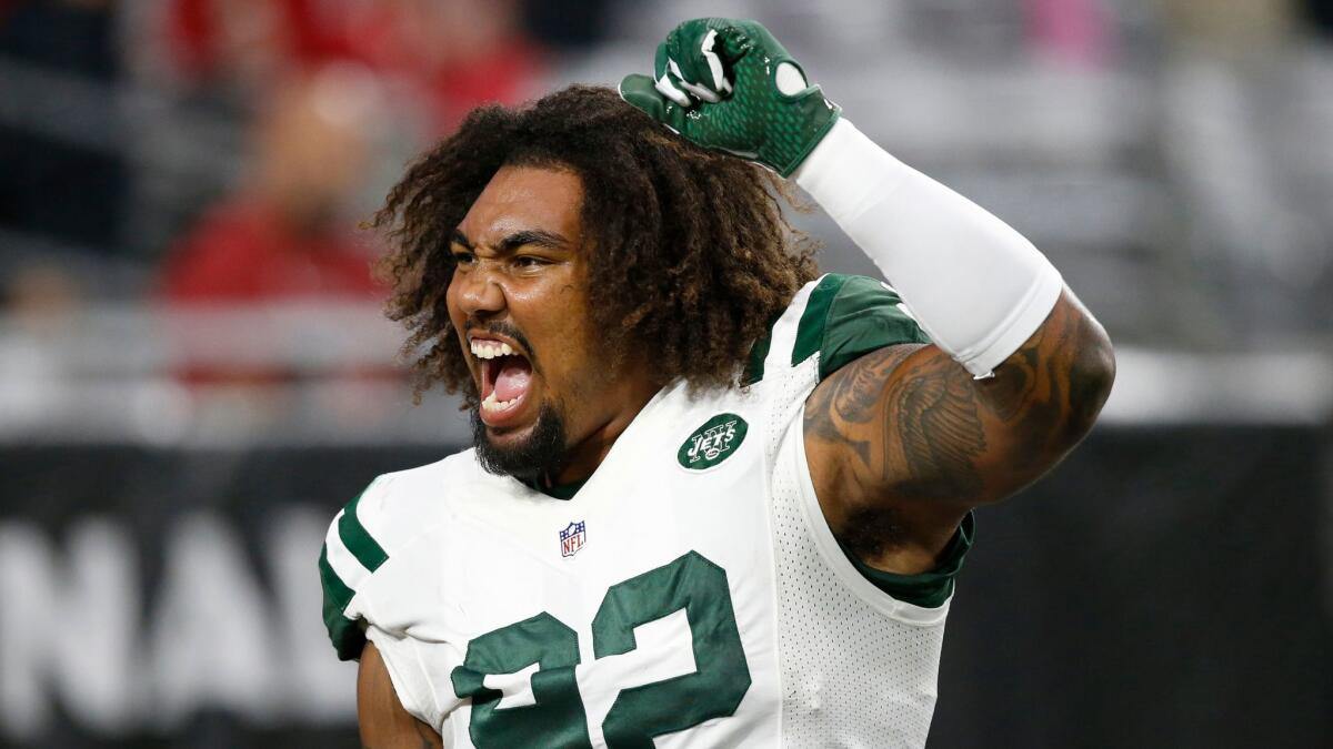 Defensive lineman Leonard Williams has six sacks for the Jets this season, already doubling the output from his rookie year. "He’s playing a lot faster without thinking,” Jets Coach Todd Bowles said.
