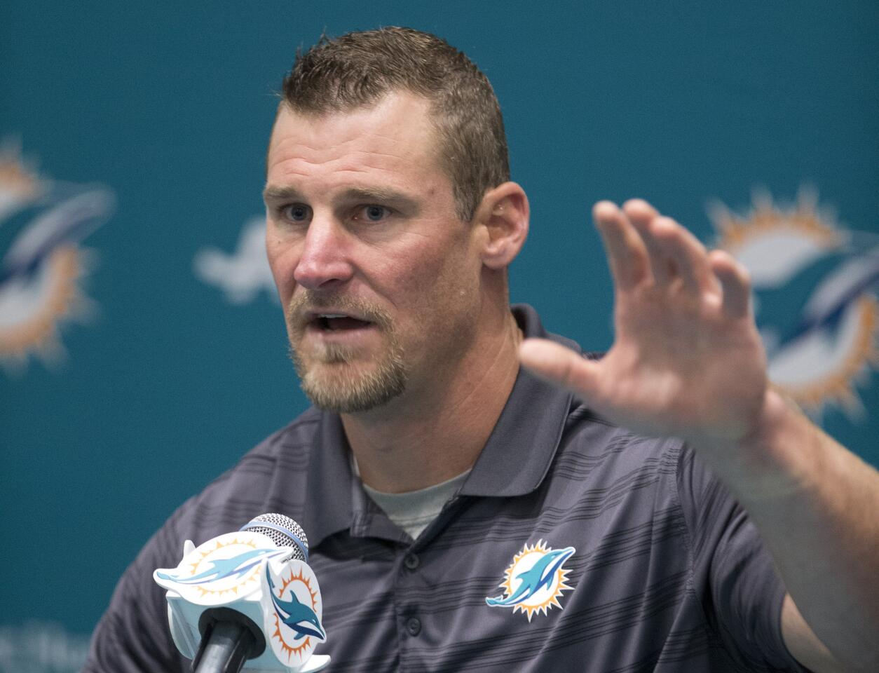 Campbell was named Dolphins coach after Joe Philbin was fired during the 2015 season. The team's inspired play under Campbell led to owner Steve Ross saying, "I love Dan Campbell."