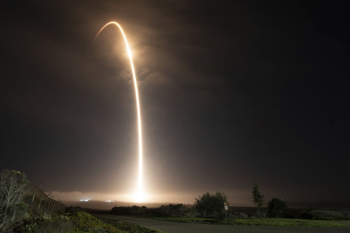 The SpaceX Falcon 9 rocket launches with the Double Asteroid Redirection Test spacecraft on Nov. 23, 2021.
