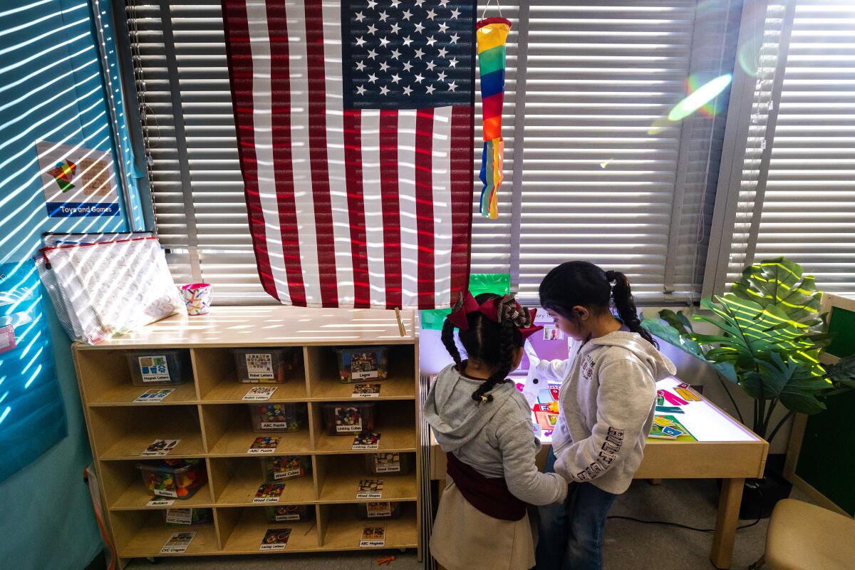 transitional kindergarteners during class on the first day of the school year's second semester