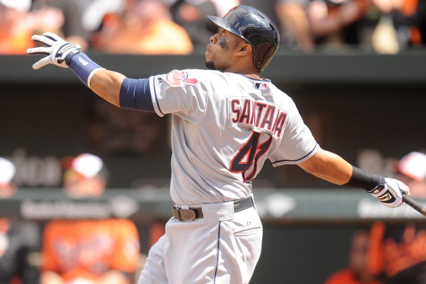 Cleveland's Carlos Santana has been placed on the disabled list because of a concussion.