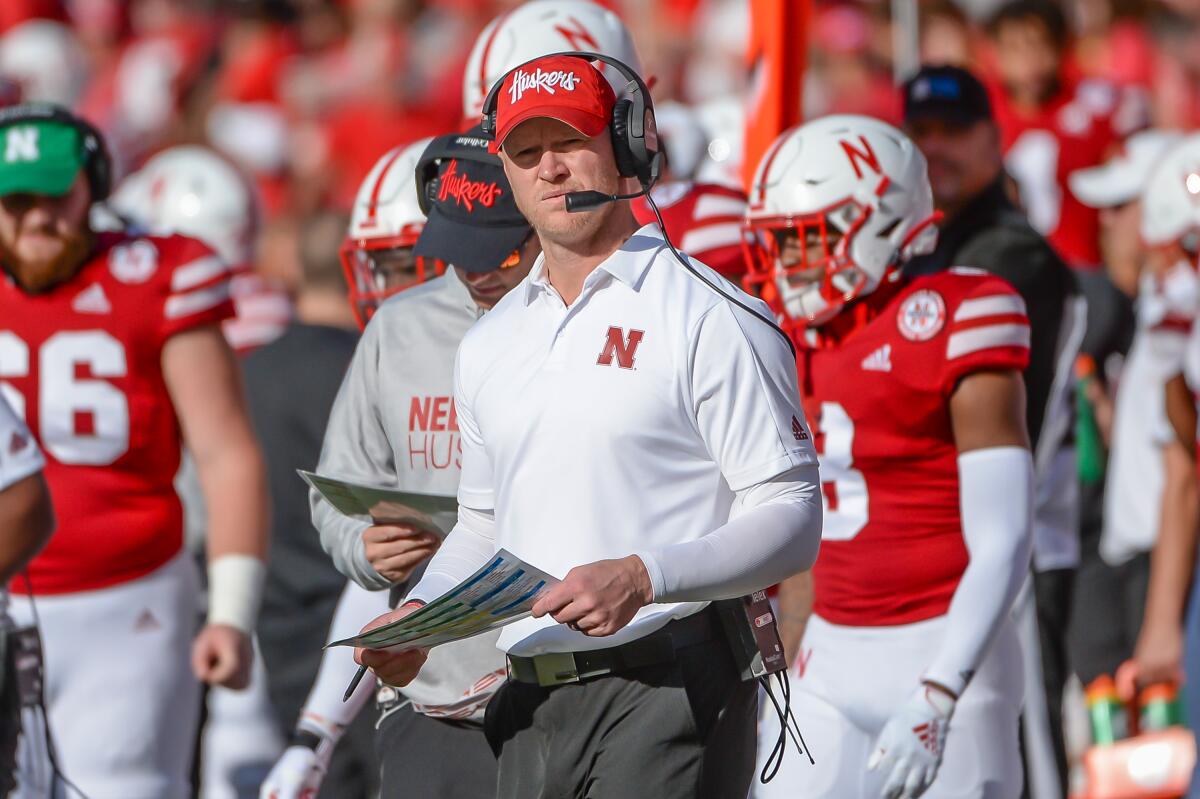 Nebraska coach Scott Frost watches the action during a game against Northwestern on Oct. 5 at Memorial Stadium. 