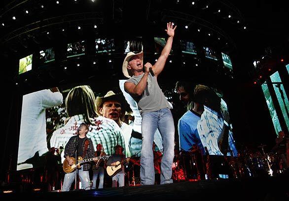 Stagecoach headliner Kenny Chesney on the Mane Stage at the Stagecoach Country Music Festival at the Empire Polo Club in Indio on Sunday.