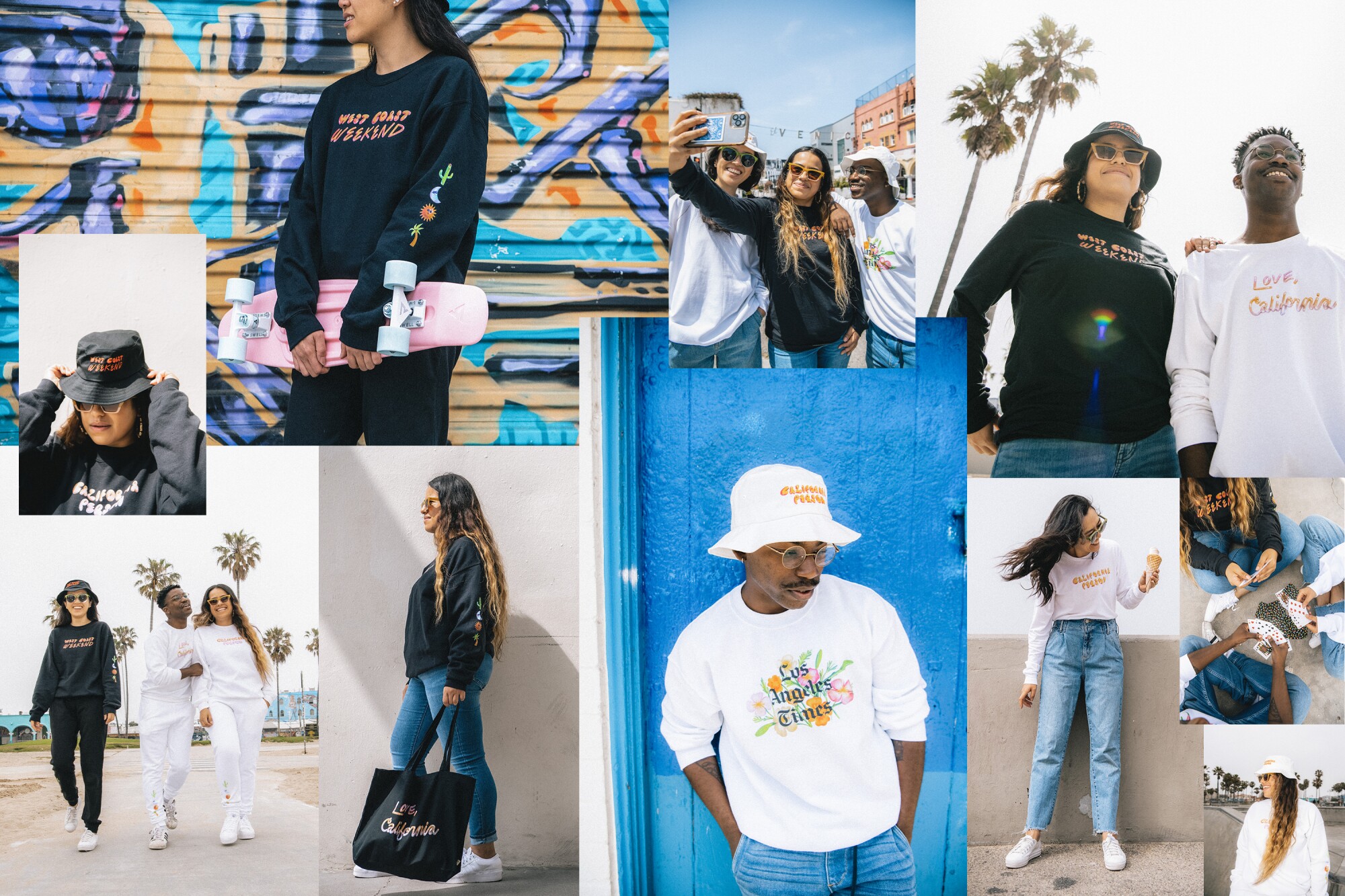 A collage of models wearing apparel from L.A. Times' new California Collection