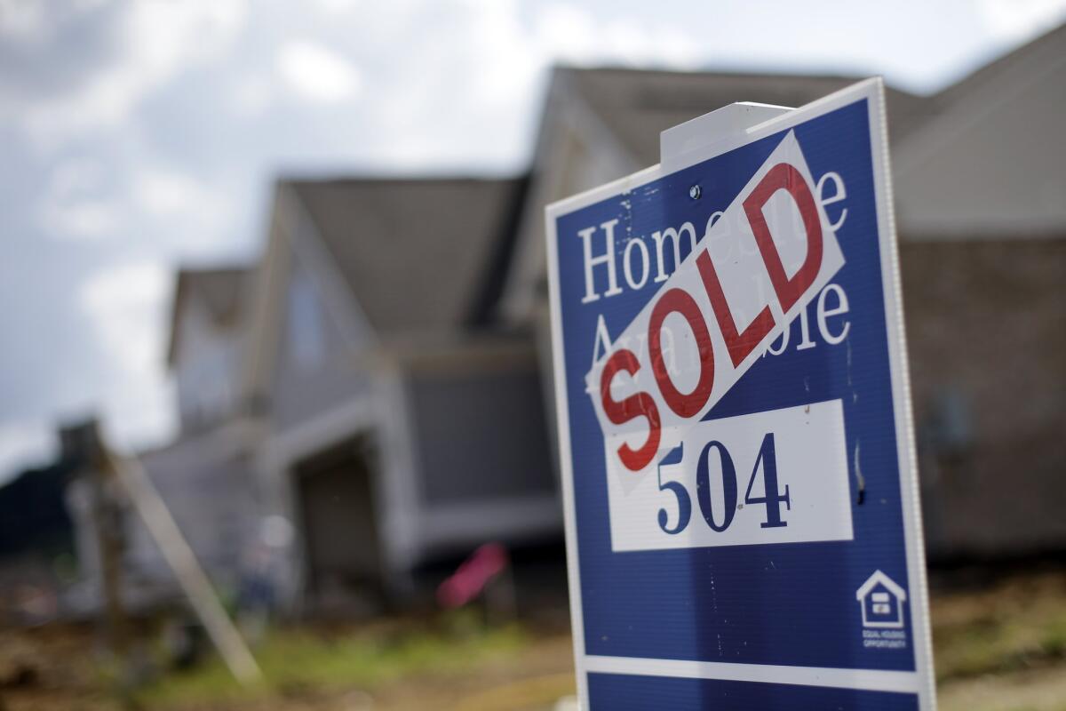 A home in a new development in Nashville, Tenn., is marked sold.