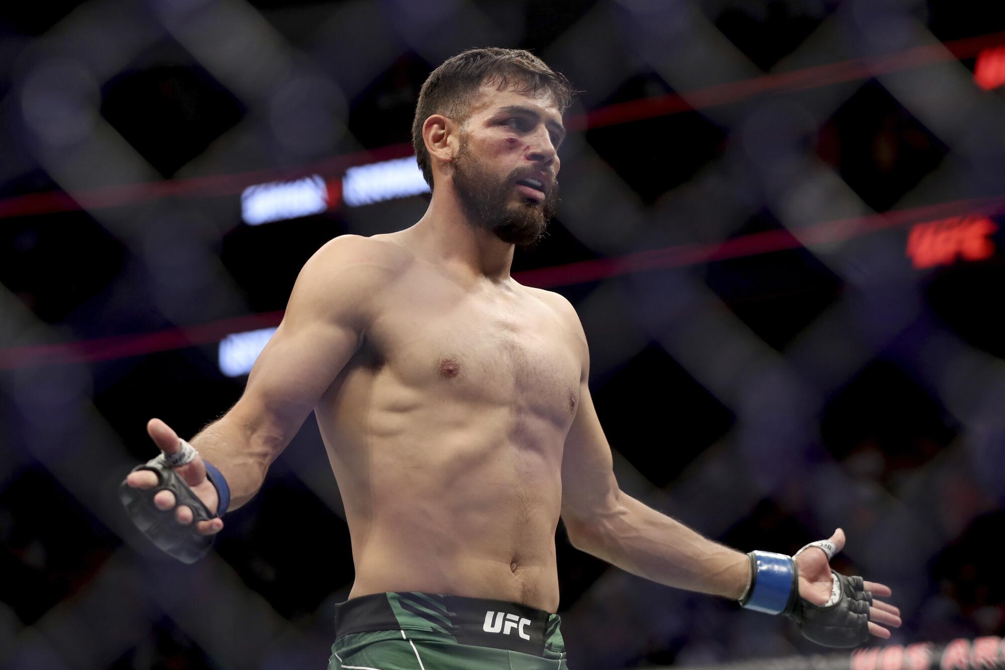 Yair Rodriguez is seen after his win over Bri 