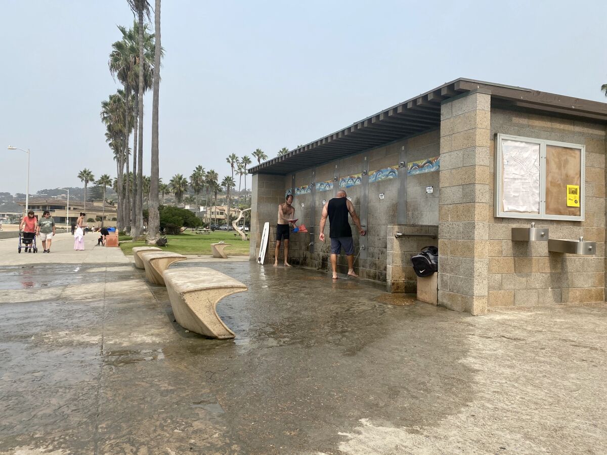 Repairs to the shower drain are being eyed for The Shores' north comfort station in Kellogg Park.