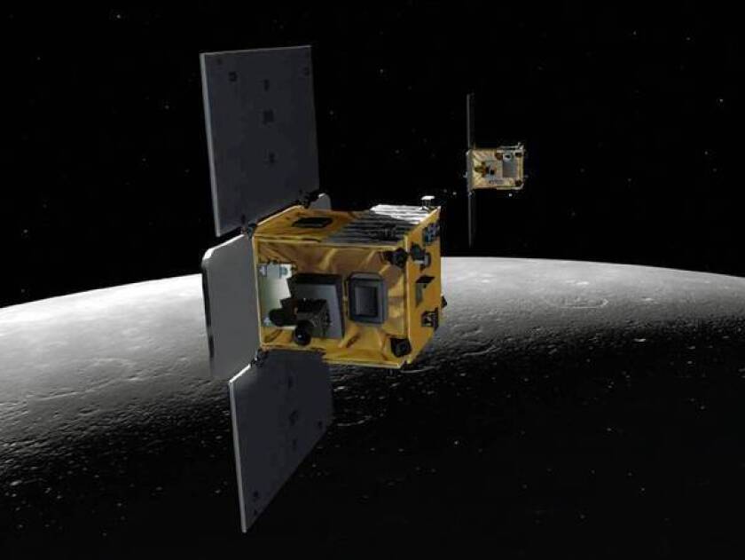 The Ebb and Flow satellites are shown in an artist's depiction.