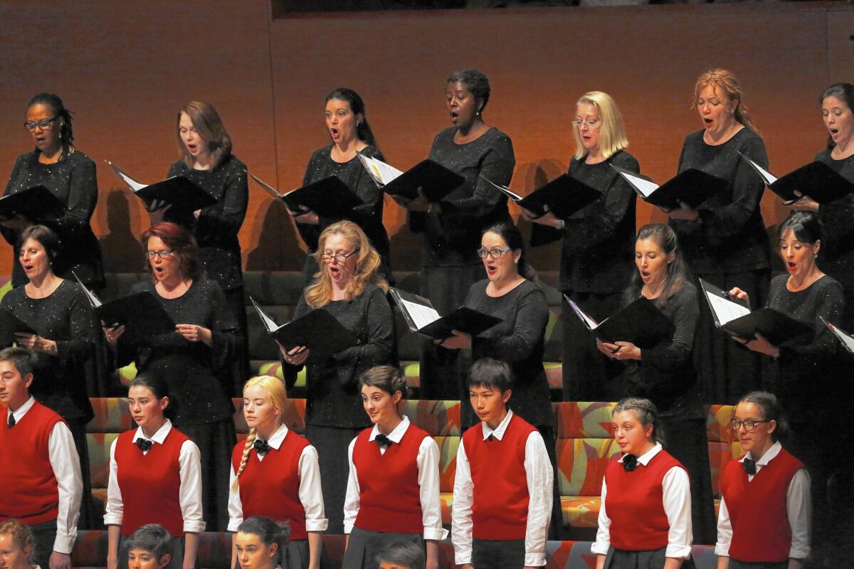 Women of the Los Angeles Master Chorale and the Los Angeles Children's Chorus, along with the L.A. Phil, perform Mahler's Symphony No. 3 at the Walt Disney Concert Hall.