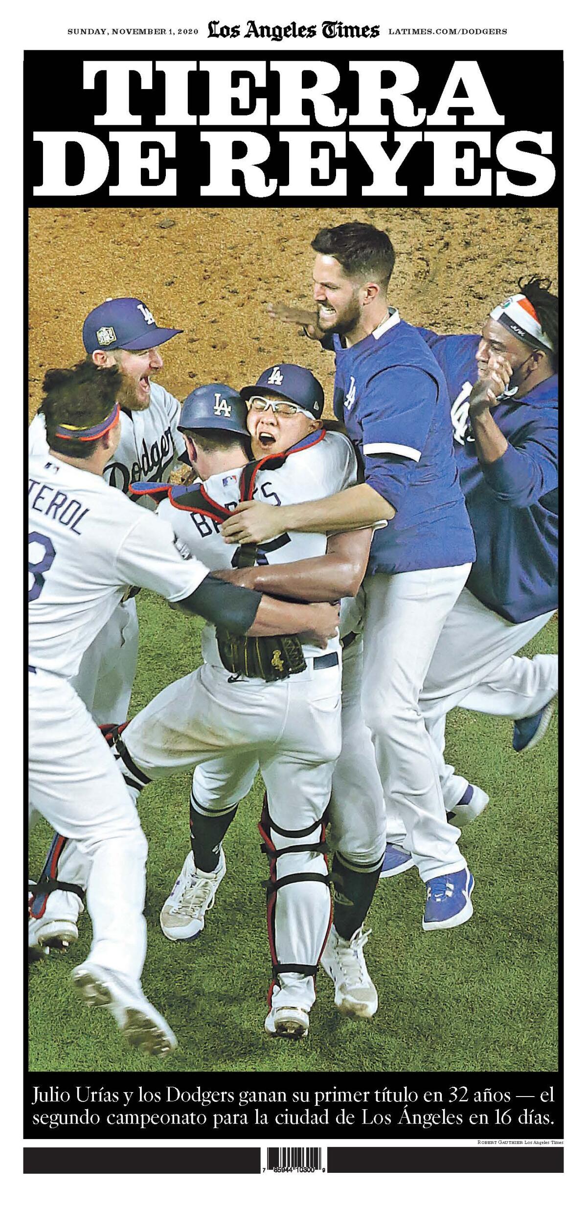 The Spanish-language coverage in the Los Angles Times Dodgers championship special section