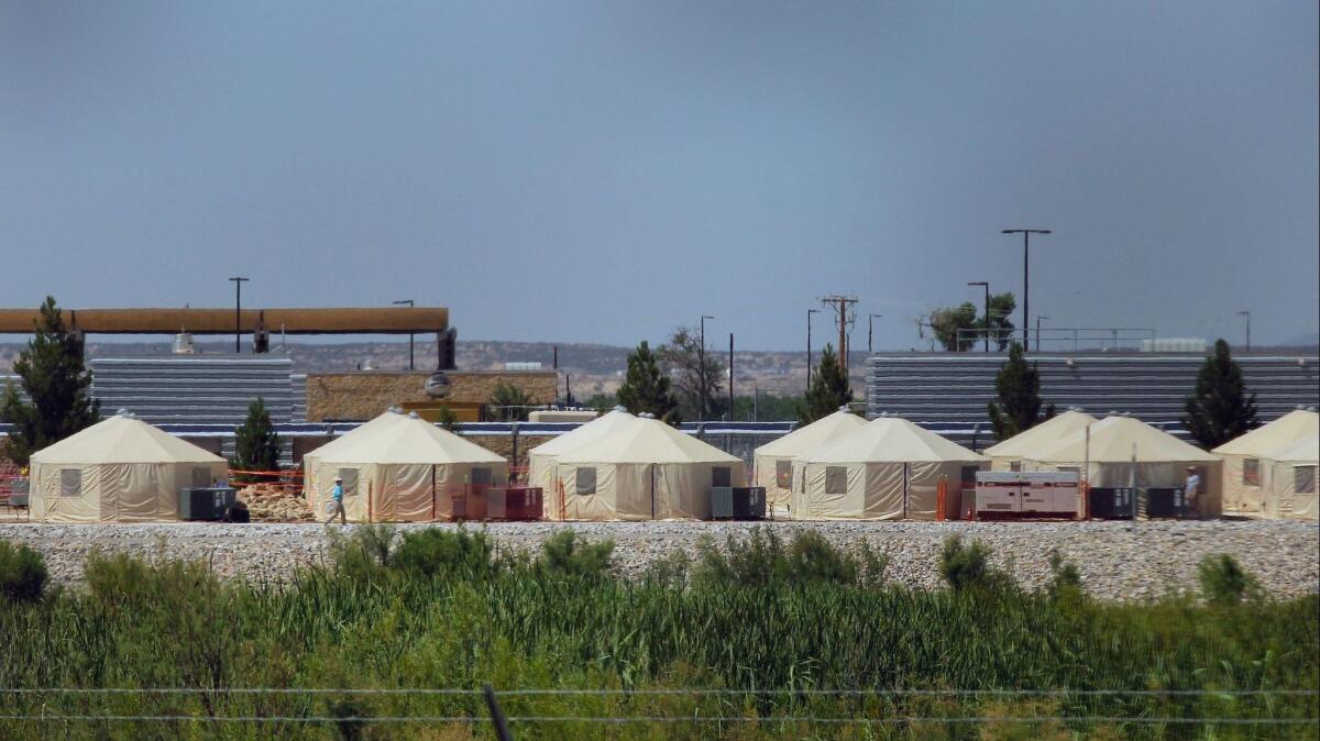 View of a temporary detention centre for illegal immigrant children and teenagers in Texas near the Mexico-US border on June 18.