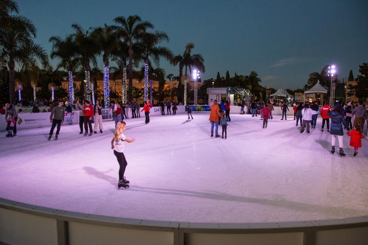 Net proceeds from Liberty Station’s outdoor ice rink support the Thriving After Cancer program at Rady Children’s Hospital.