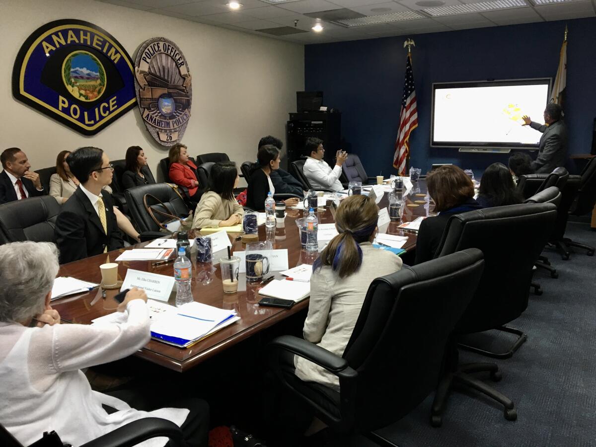 Foreign delegation training at Anaheim Police Department