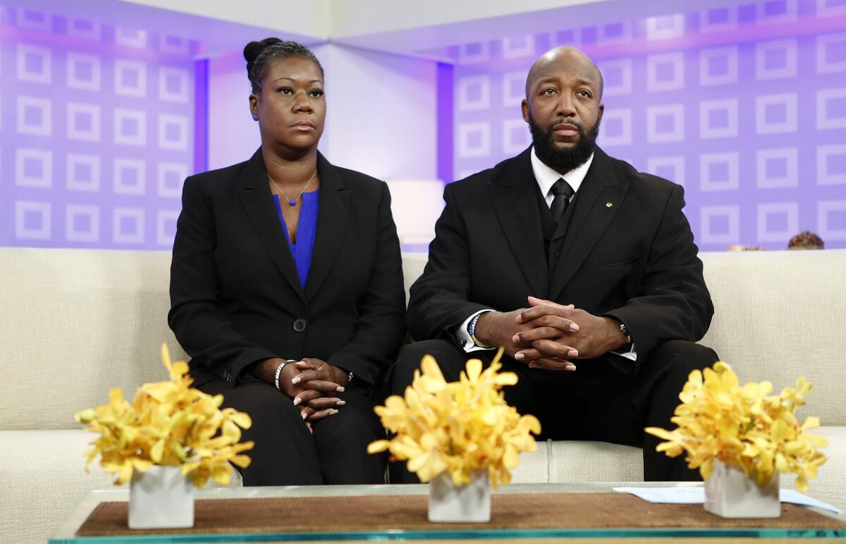 The parents of Trayvon Martin, Sybrina Fulton, left, and Tracy Martin, appear on the "Today" show in New York.