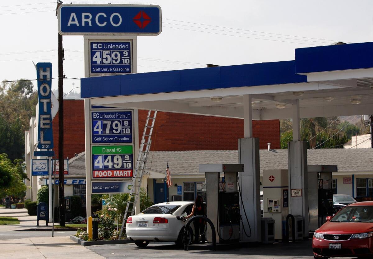 Tesoro, not known for cheap fuel, agreed to keep Arco as the low-cost fuel provider in California and to safeguard against price spikes in gasoline from refinery outages. Above, an Arco station in Los Feliz.