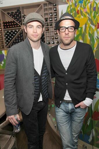 "Star Trek" costars Chris Pine and Zachary Quinto reunite at the "Monogamy" after party at Beba.