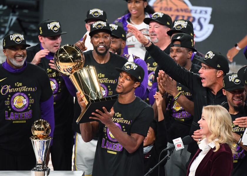 Rajon Rondo Sets Emotional Tone For Lakers In Nba Title Win Los Angeles Times