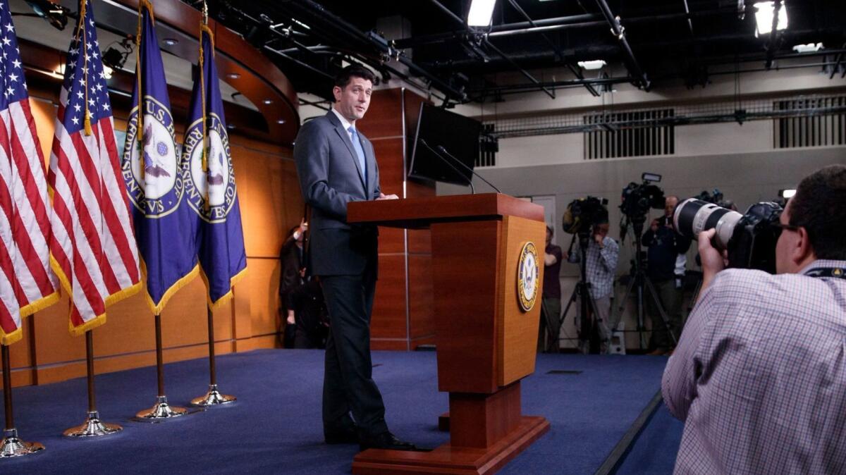 House Speaker Paul D. Ryan announces his pending retirement from Congress on Wednesday.