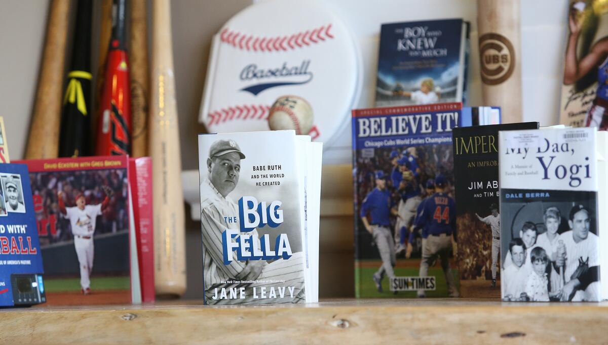 James Lowe's inspirational collection of baseball books he uses during his popular live streaming physical education class that focuses on baseball from his home studio.