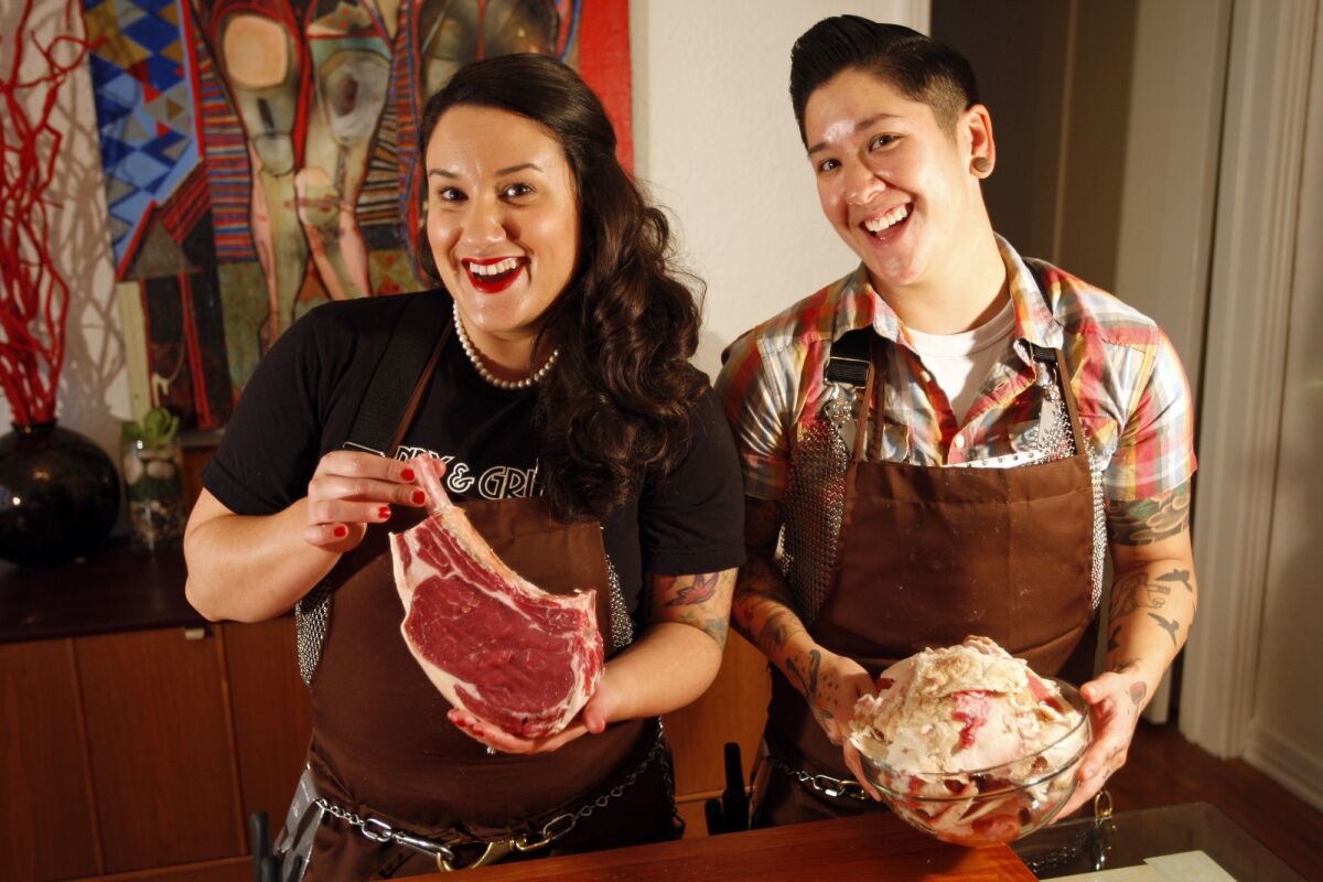 Amelia Posada, left, and Erika Nakamura created the butchering team of Lindy & Grundy. Nakamura recently moved to New York, but Posado will continue to run the Los Angeles store.