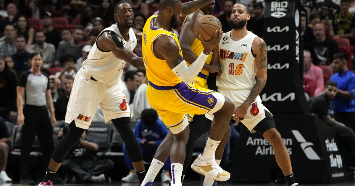 LeBron James scores 27, but Lakers commit 26 turnovers in loss to Heat