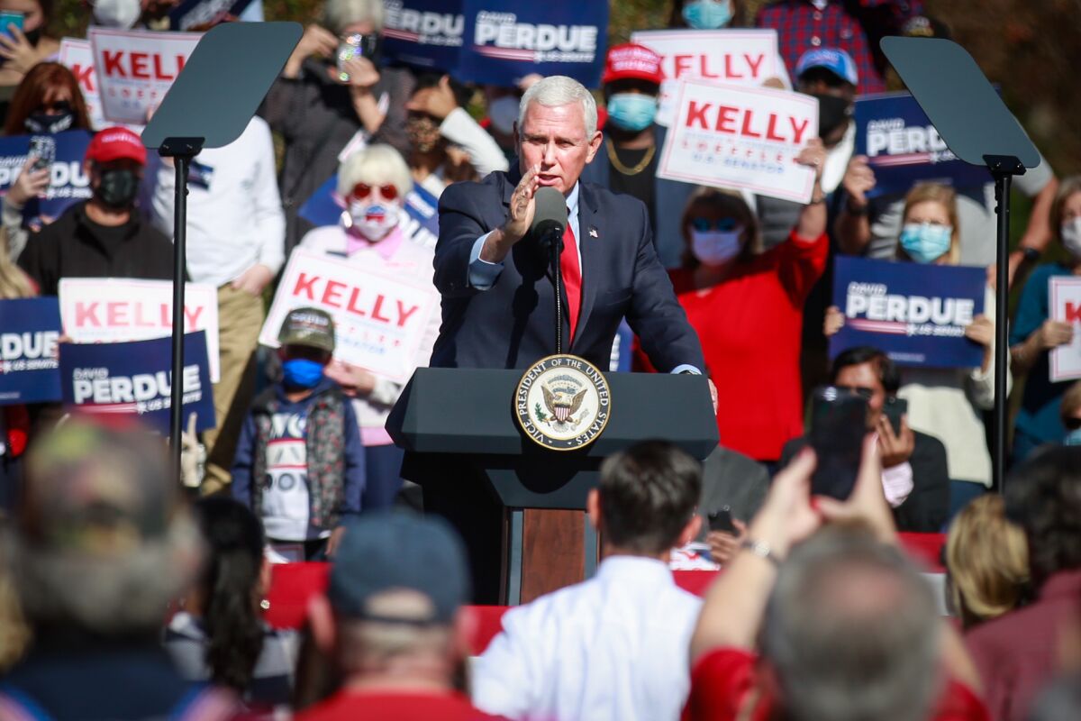 Vice President Mike Pence rallies Republican voters in Canton, Ga.