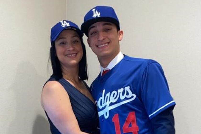 Dodgers prospect Jesus Galiz and his mother, Minaret Pérez