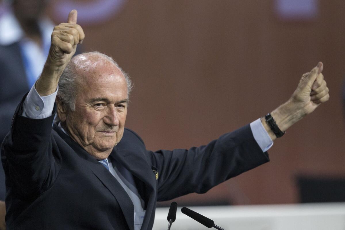 FIFA President Sepp Blatter after his re-election in Zurich, Switzerland, on Friday.