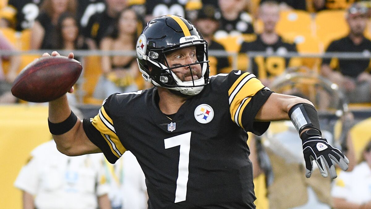 Pittsburgh Steelers quarterback Ben Roethlisberger passes against the Detroit Lions on Aug. 21.