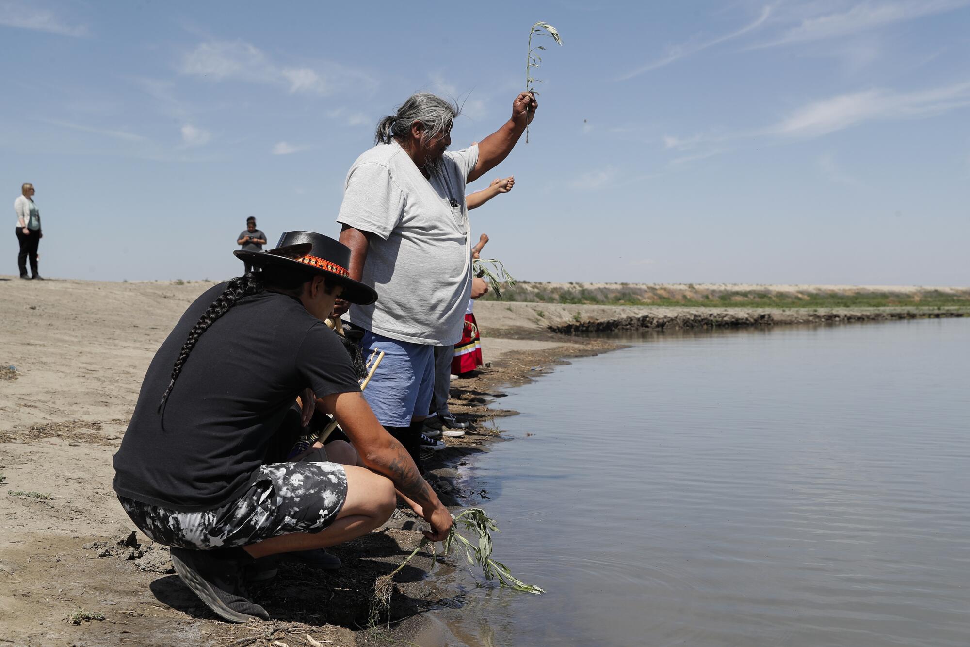 Yokut people from throughout the San Joaquin Valley participate in a ceremony at Tulare Lake.