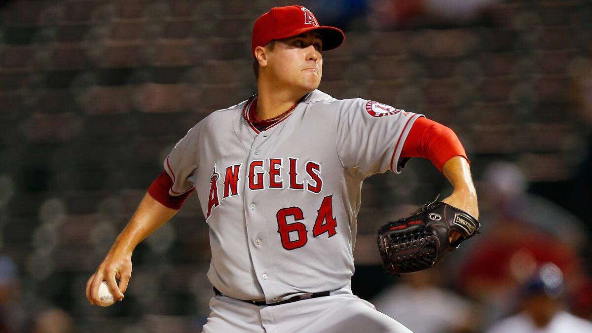 Angels reliever Mike Morin delivers a pitch last season.