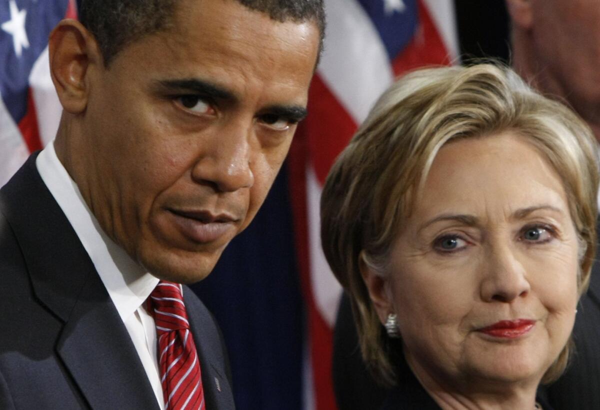 Hillary Rodham Clinton and President Obama in 2008 as he announced her as his choice for secretary of State.