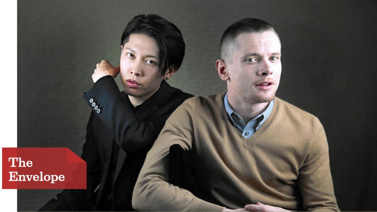 Actors Miyavi, left, and Jack O'Connell portray enemies in a World War II prison camp.