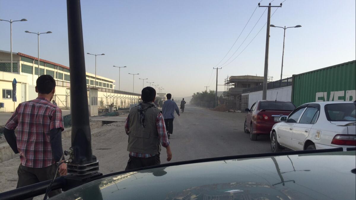 The scene near a compound for foreigners in Kabul, Afghanistan.