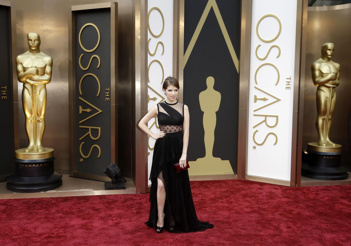 Anna Kendrick wears a J. Mendel gown at the 86th Academy Awards on Sunday. The dress is available for purchase on Moda Operandi.