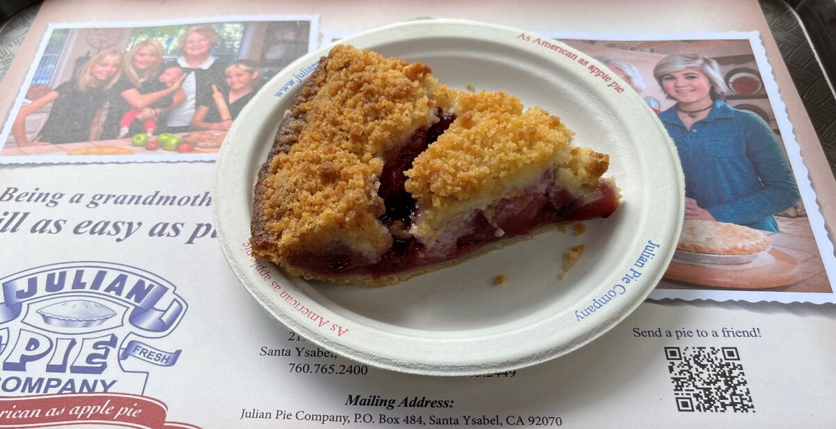 Julian Pie Company's apple mountain berry crumble top pie has a crust that melts in your mouth.