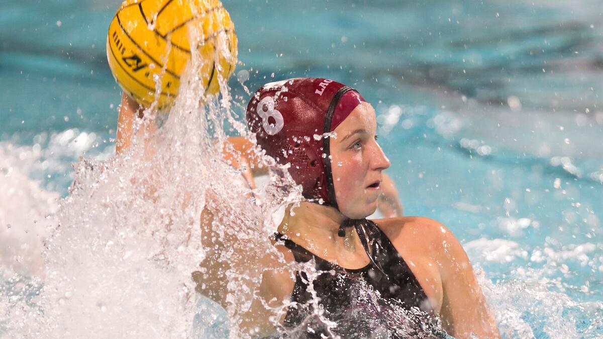 Sophia Lucas, seen here competing on Dec. 20, 2017, is a key senior for the Laguna Beach HIgh girls' water polo team. The Breakers were the top-seeded team for the Santa Barbara Tournament of Champions, which has been rescheduled for Jan. 25-27.